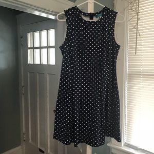 Navy blue and white polka dots dress skater dress